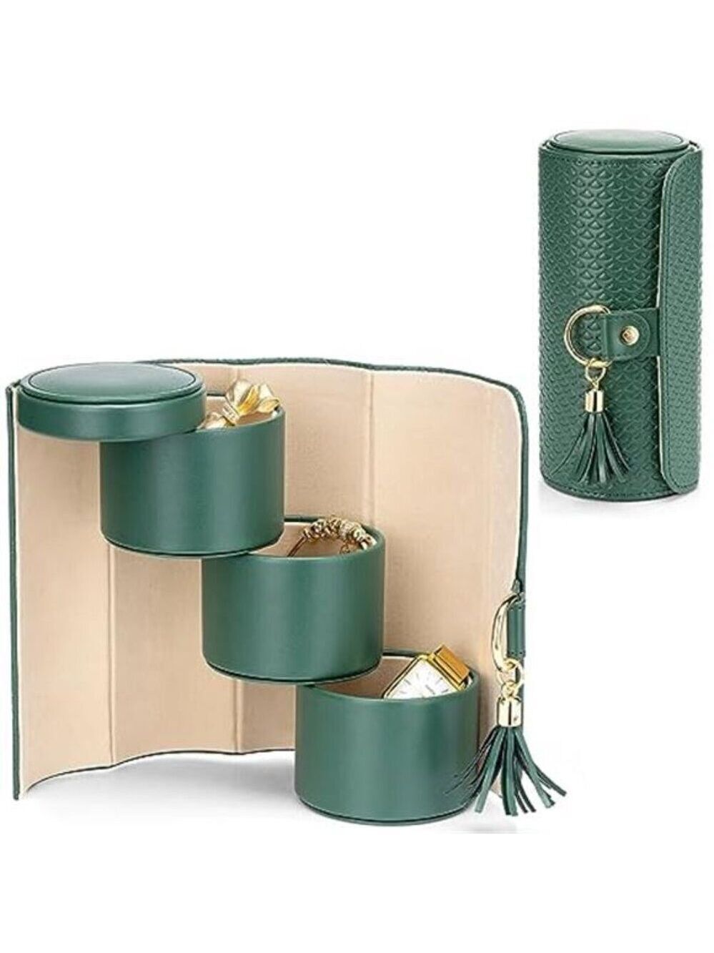 Jewelry Case Travel Foldable Box Green Beige Black Blue Purple